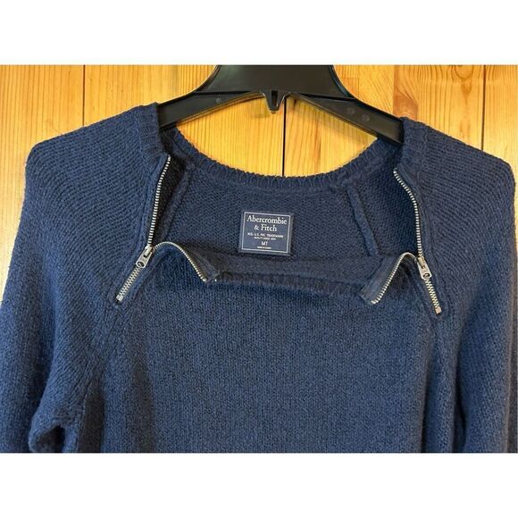 ABERCROMBIE & FITCH Navy Blue Zipper Sweater Dress Medium Tall Women's (0958) - Picture 4 of 7